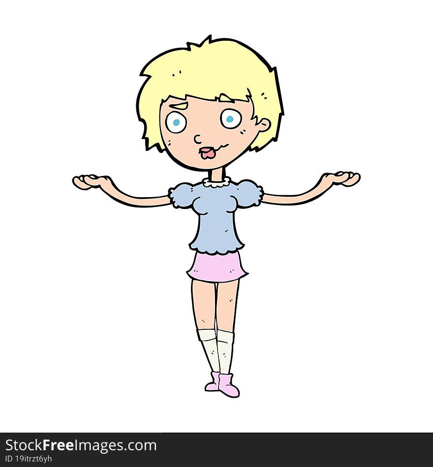 cartoon woman spreading arms