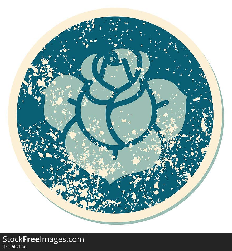 iconic distressed sticker tattoo style image of a flower. iconic distressed sticker tattoo style image of a flower