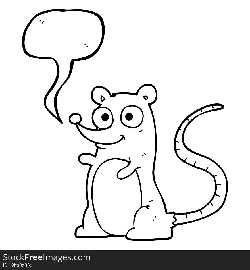 freehand drawn speech bubble cartoon mouse