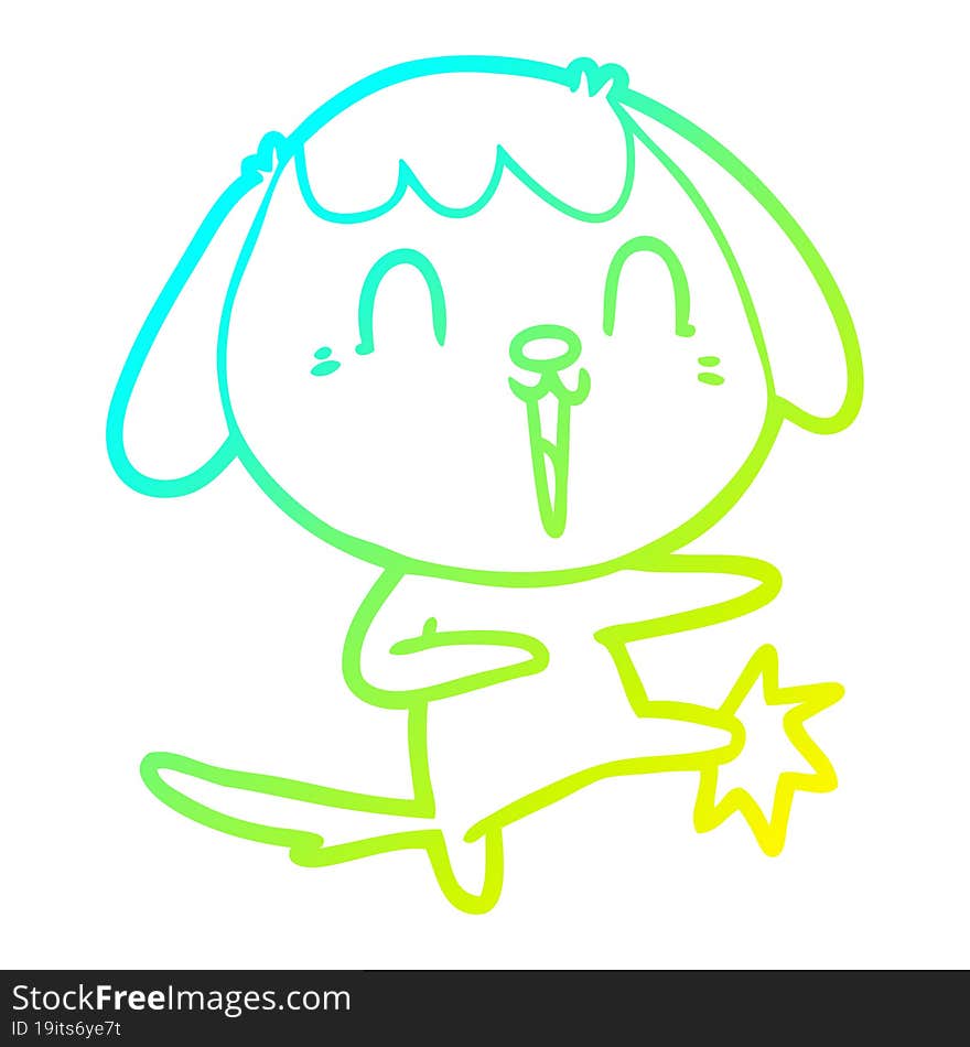 Cold Gradient Line Drawing Cute Cartoon Dog