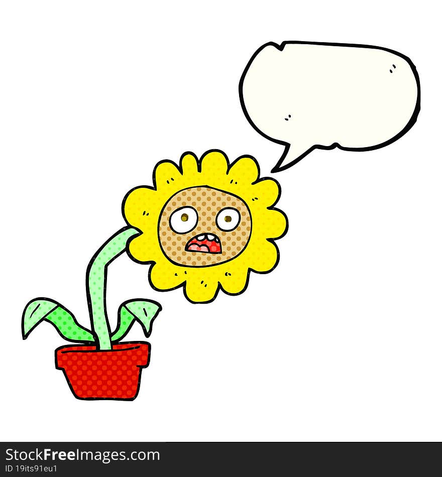 comic book speech bubble cartoon sad flower