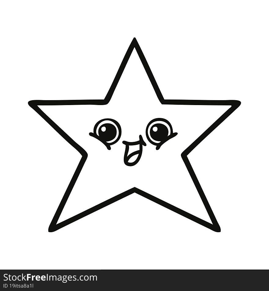 Line Drawing Cartoon Gold Star