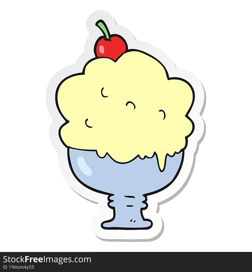 sticker of a cartoon ice cream