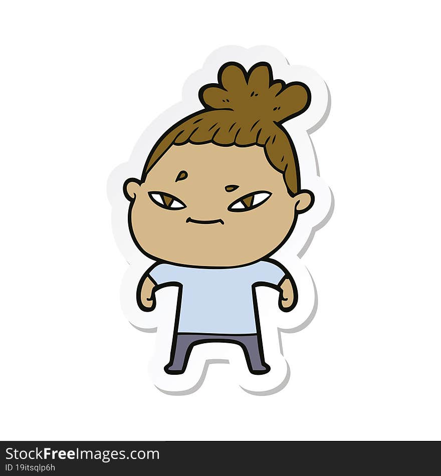 sticker of a cartoon woman