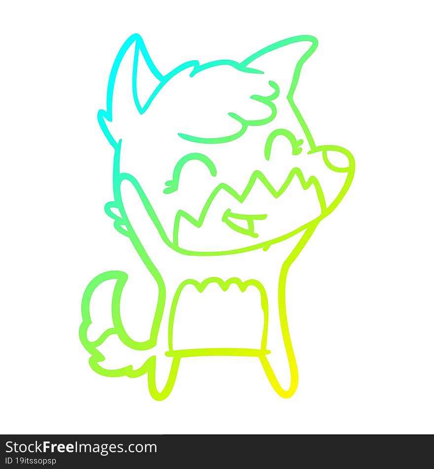 cold gradient line drawing happy cartoon fox