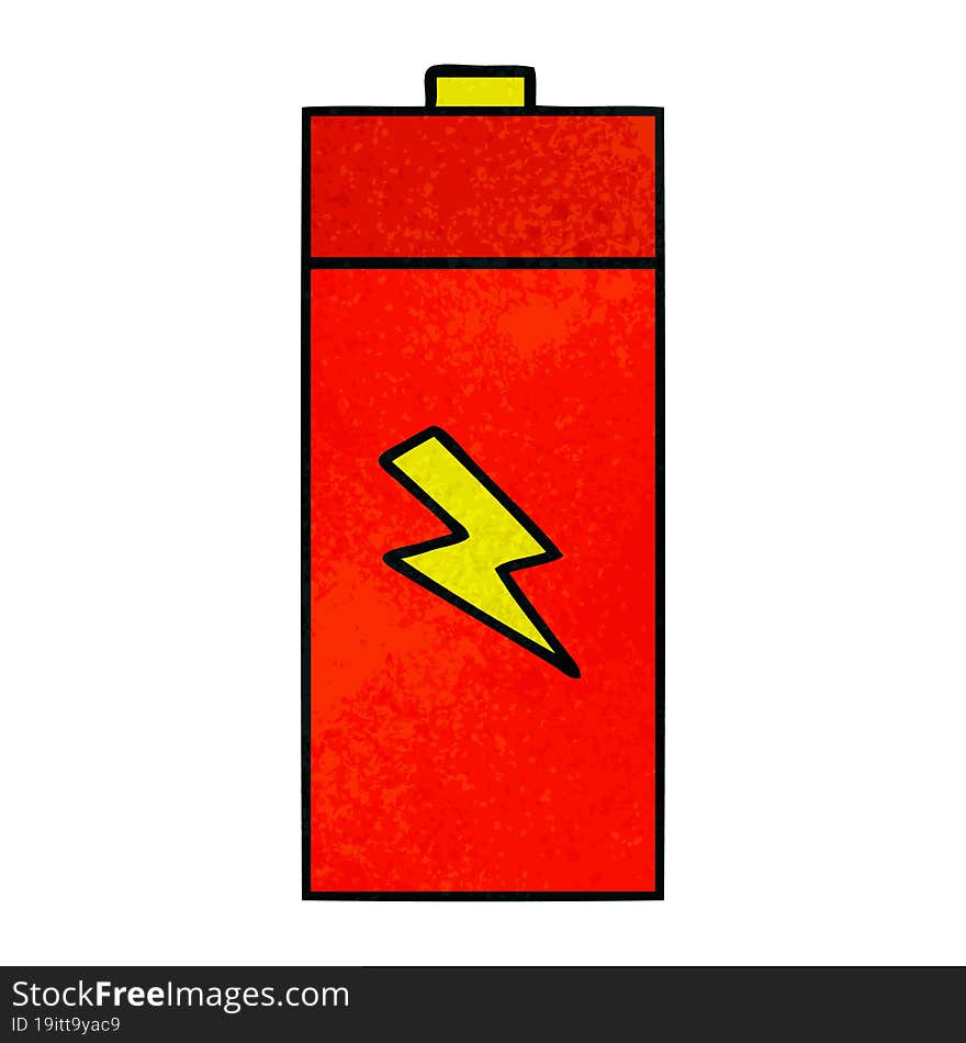 retro grunge texture cartoon electrical battery