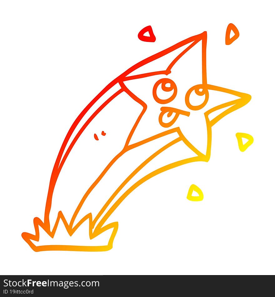 warm gradient line drawing cartoon shooting star