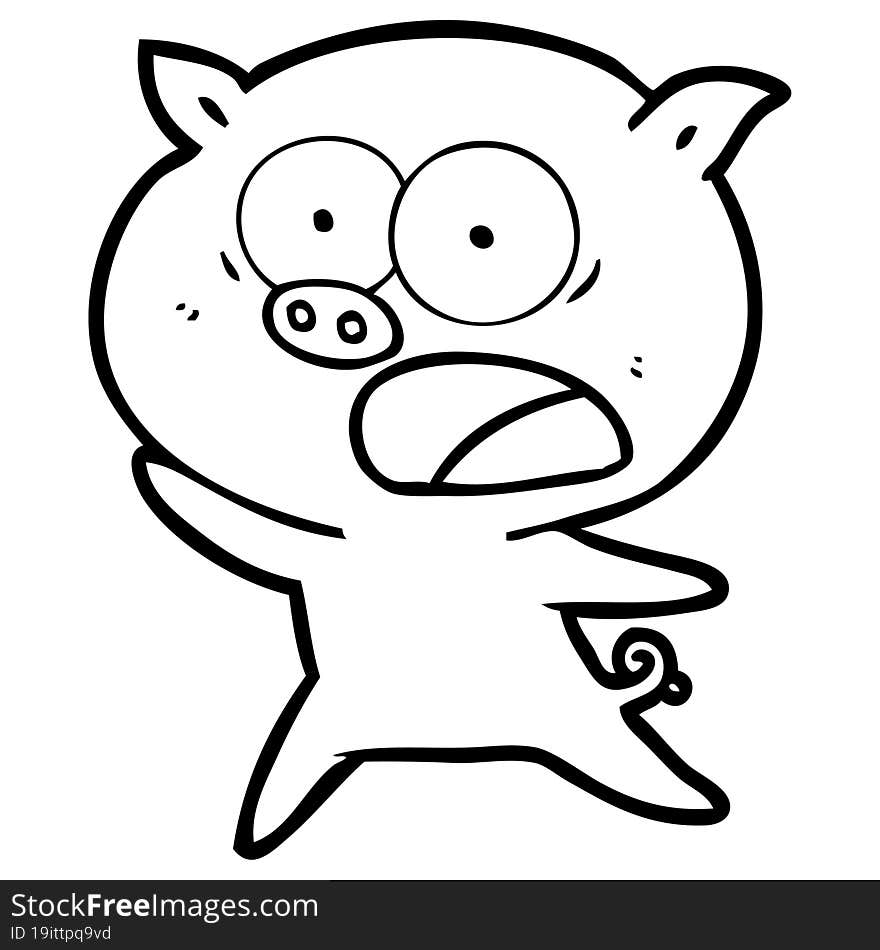 cartoon pig shouting. cartoon pig shouting