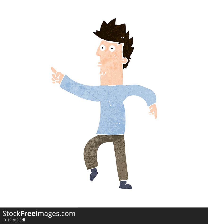 Cartoon Worried Man Pointing