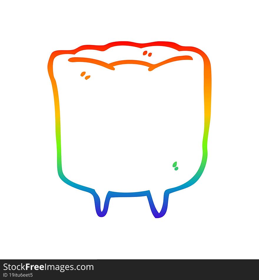 Rainbow Gradient Line Drawing Cartoon Tooth