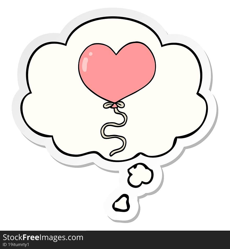 cartoon love heart balloon and thought bubble as a printed sticker