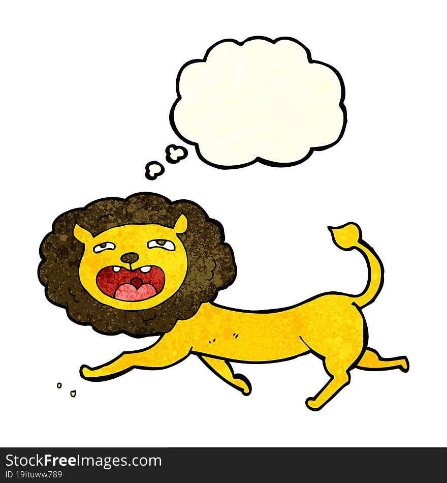 cartoon lion with thought bubble