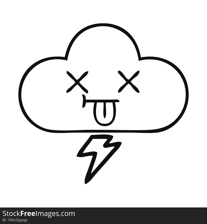 Line Drawing Cartoon Thunder Cloud