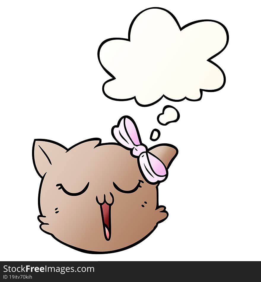 cartoon cat face with thought bubble in smooth gradient style