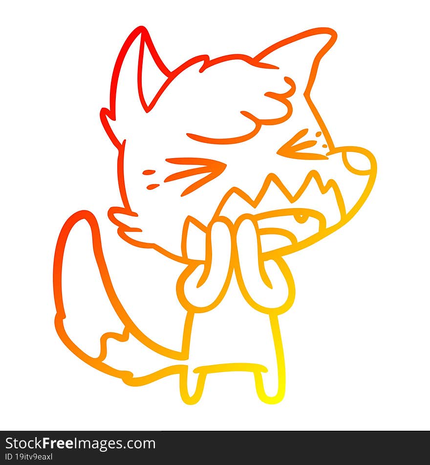 warm gradient line drawing angry cartoon fox