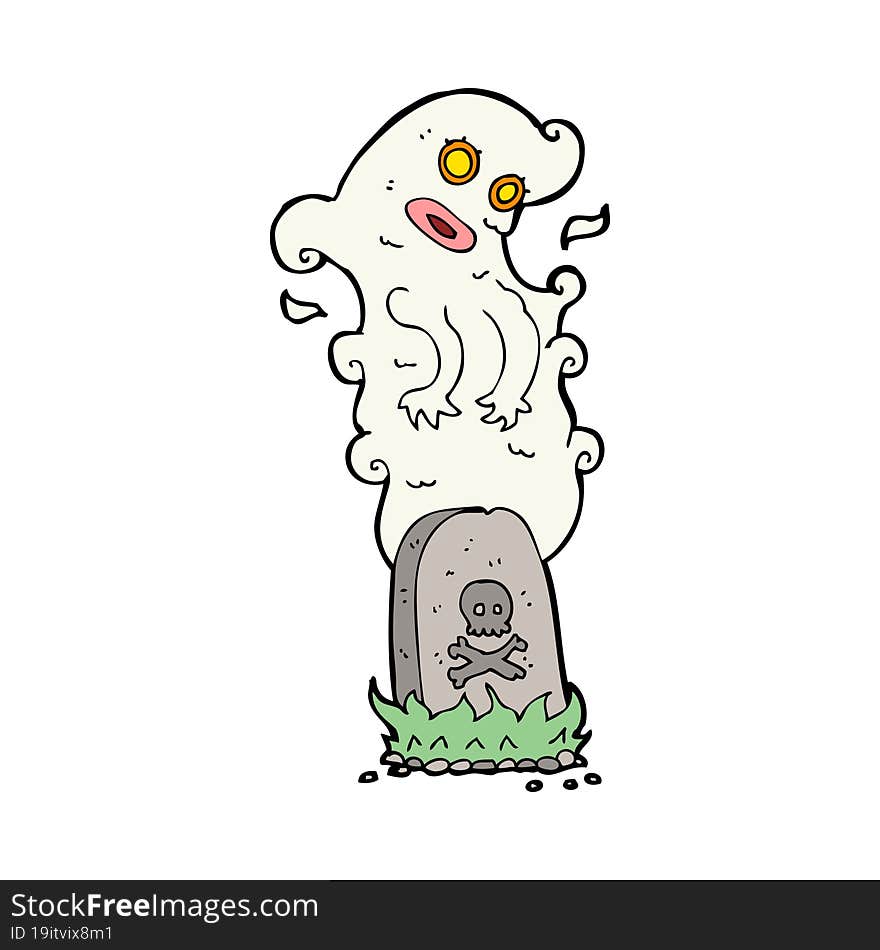 Cartoon Ghost Rising From Grave