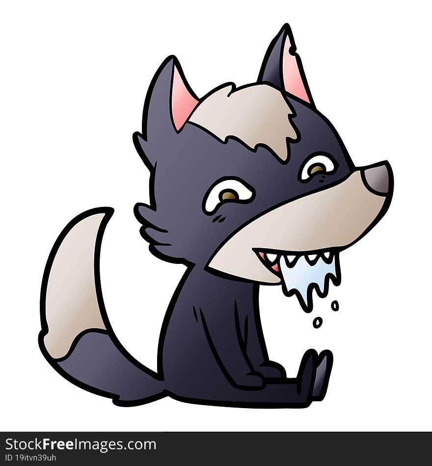 cartoon hungry wolf sitting waiting. cartoon hungry wolf sitting waiting