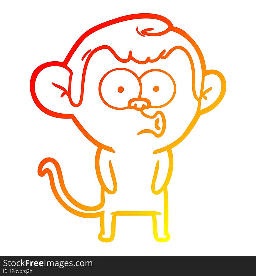 warm gradient line drawing cartoon hooting monkey