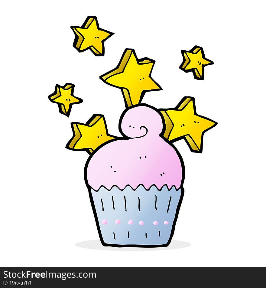 cartoon magical cupcake