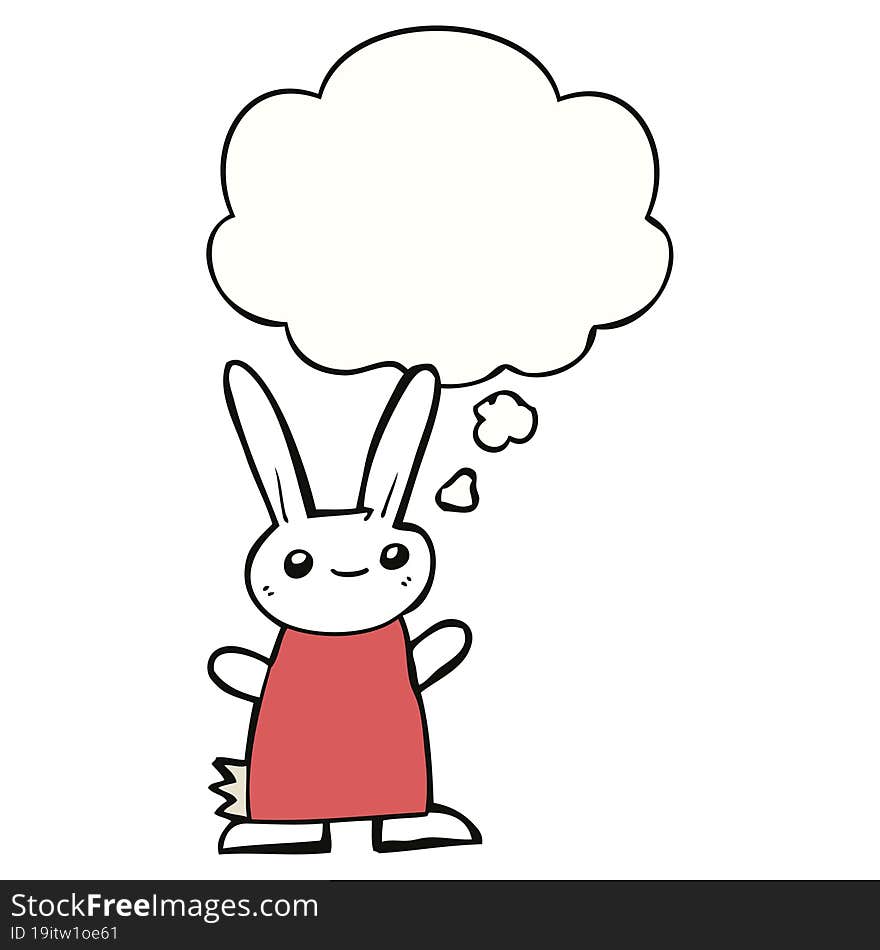 Cute Cartoon Rabbit And Thought Bubble