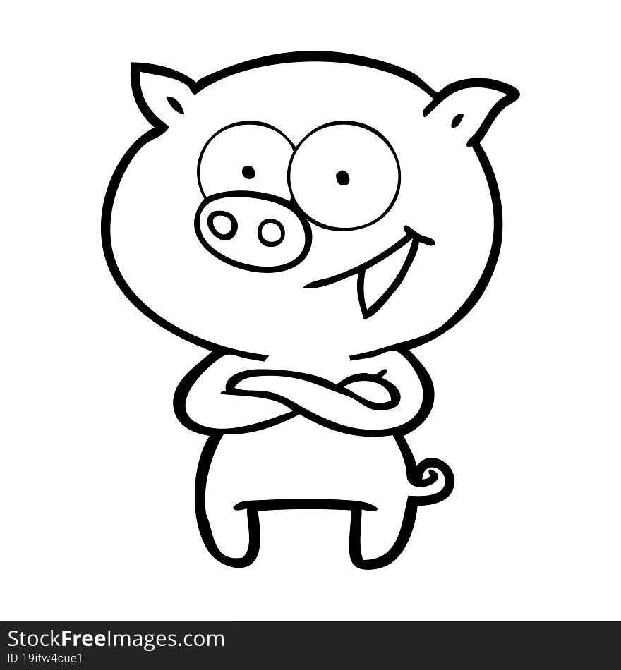 cheerful pig cartoon. cheerful pig cartoon