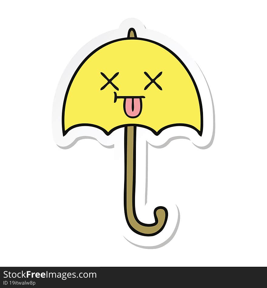 Sticker Of A Cute Cartoon Umbrella