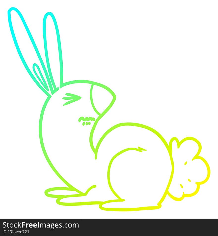 cold gradient line drawing of a cartoon annoyed rabbit