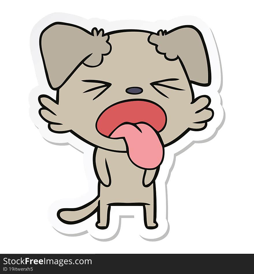 sticker of a cartoon disgusted dog