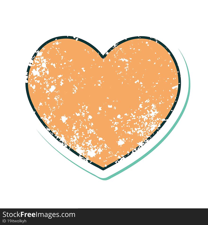 iconic distressed sticker tattoo style image of a heart. iconic distressed sticker tattoo style image of a heart