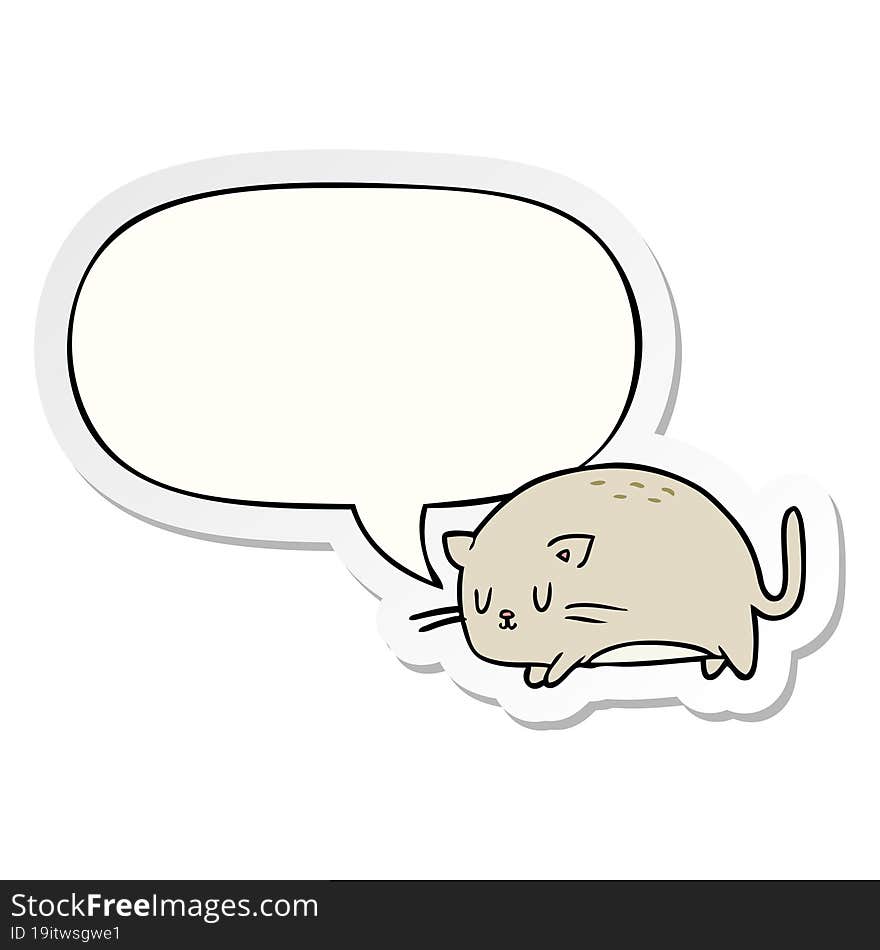 cute fat cartoon cat with speech bubble sticker