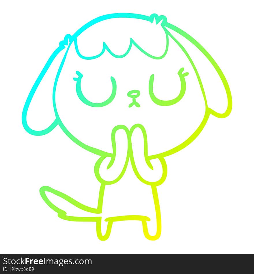 Cold Gradient Line Drawing Cute Cartoon Dog