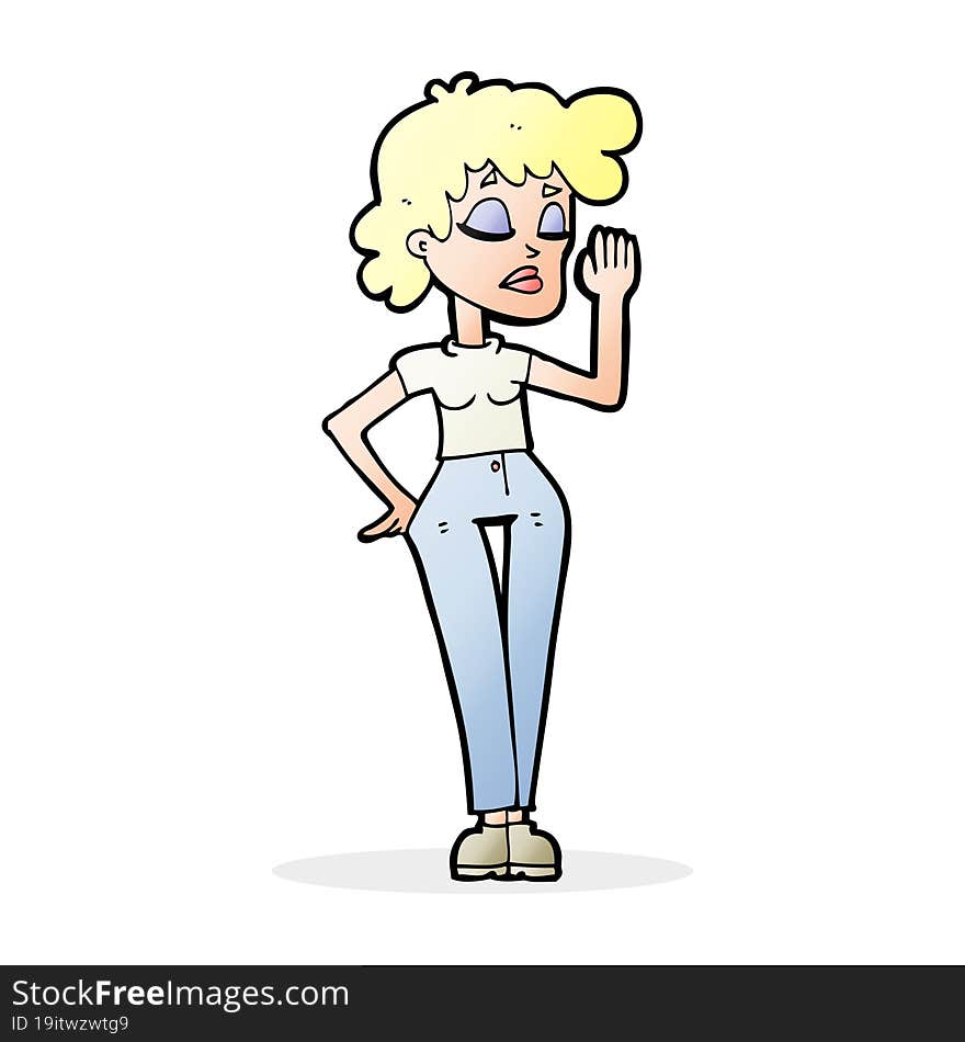 cartoon woman ignoring