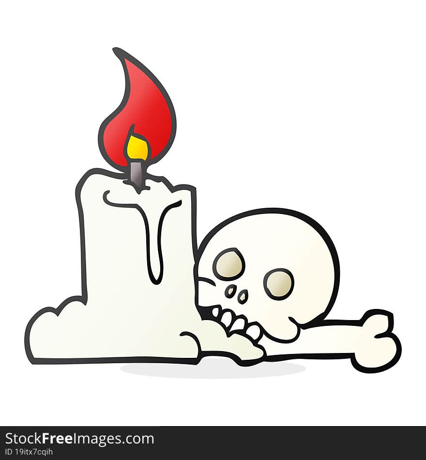 Cartoon Spooky Skull And Candle