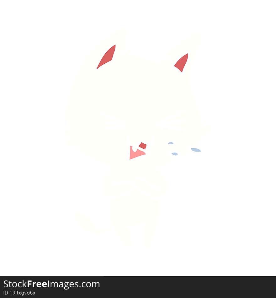 flat color style cartoon cat hissing