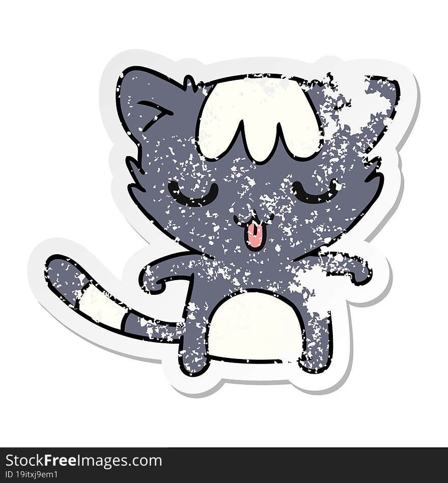 distressed sticker cartoon of a kawaii cute racoon