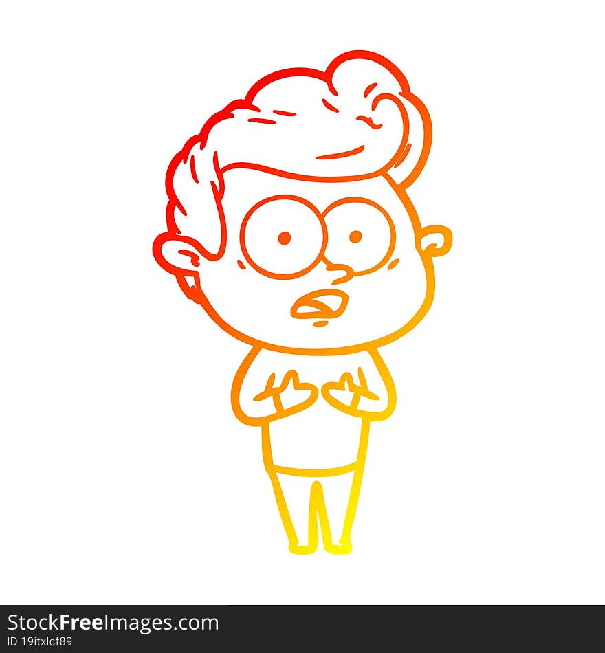 Warm Gradient Line Drawing Cartoon Staring Man