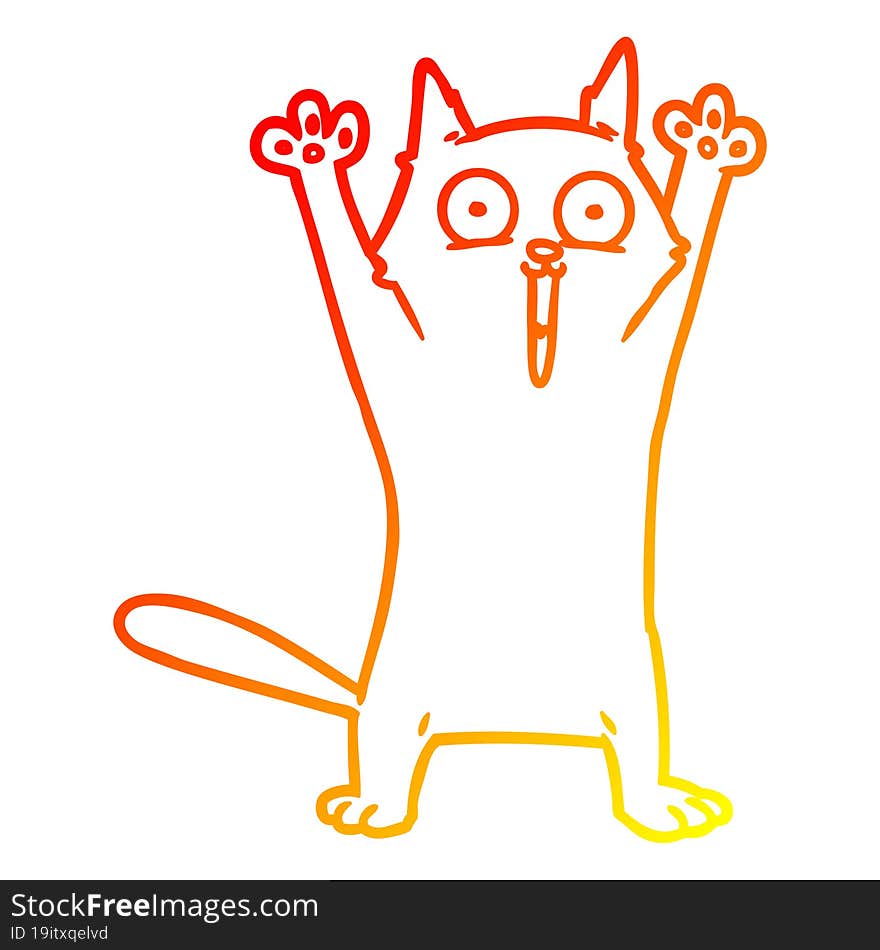 warm gradient line drawing cartoon happy cat