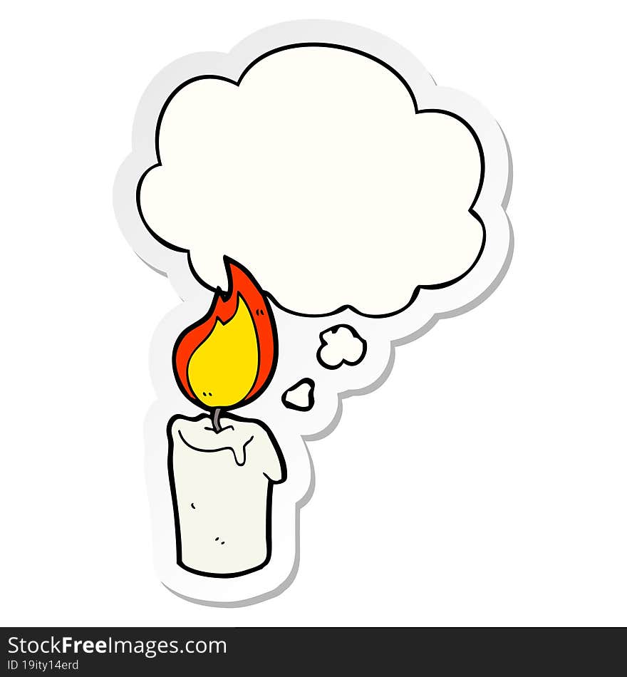 Cartoon Candle And Thought Bubble As A Printed Sticker