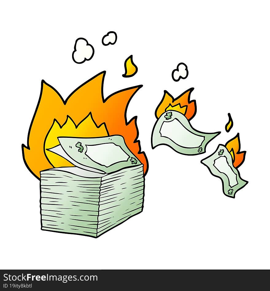 burning money cartoon. burning money cartoon