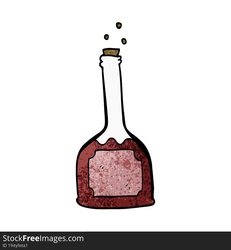 cartoon doodle bottle of red wine