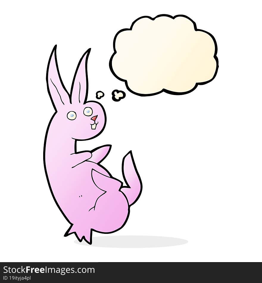 cue cartoon rabbit with thought bubble