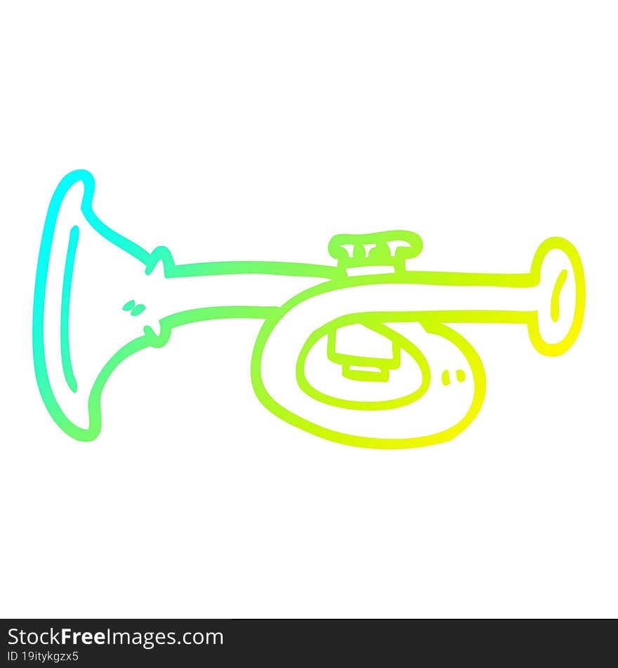 cold gradient line drawing cartoon metal trumpet