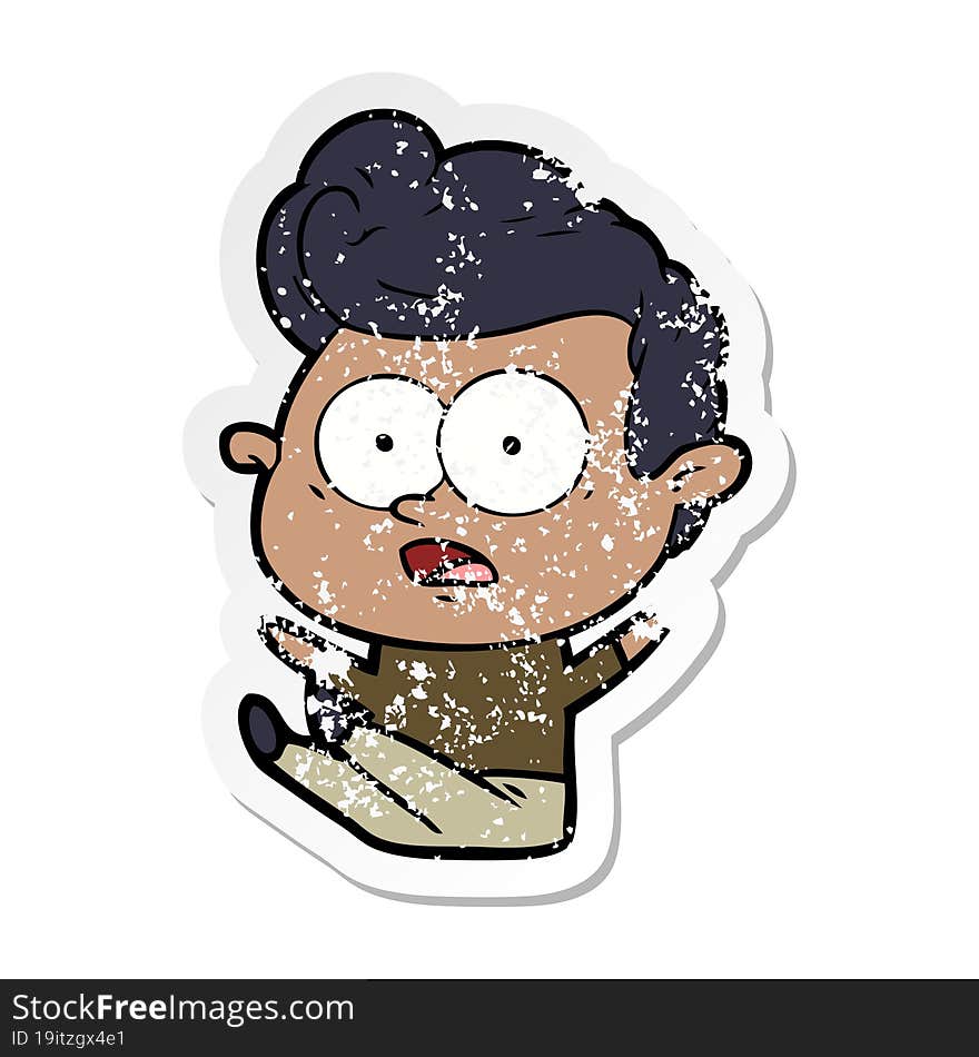 distressed sticker of a cartoon man