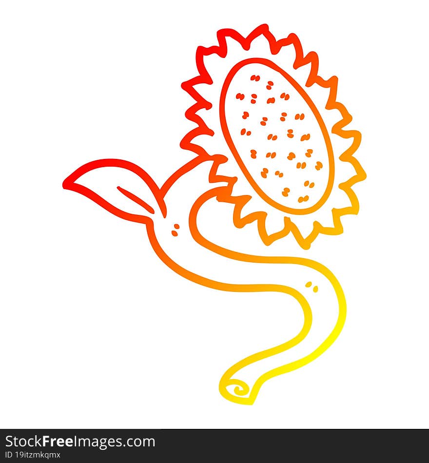 warm gradient line drawing cartoon sunflower