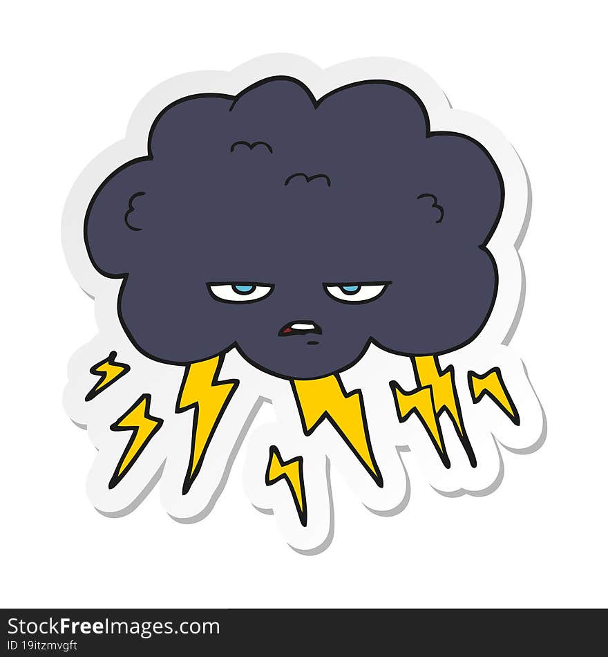 sticker of a cartoon thundercloud