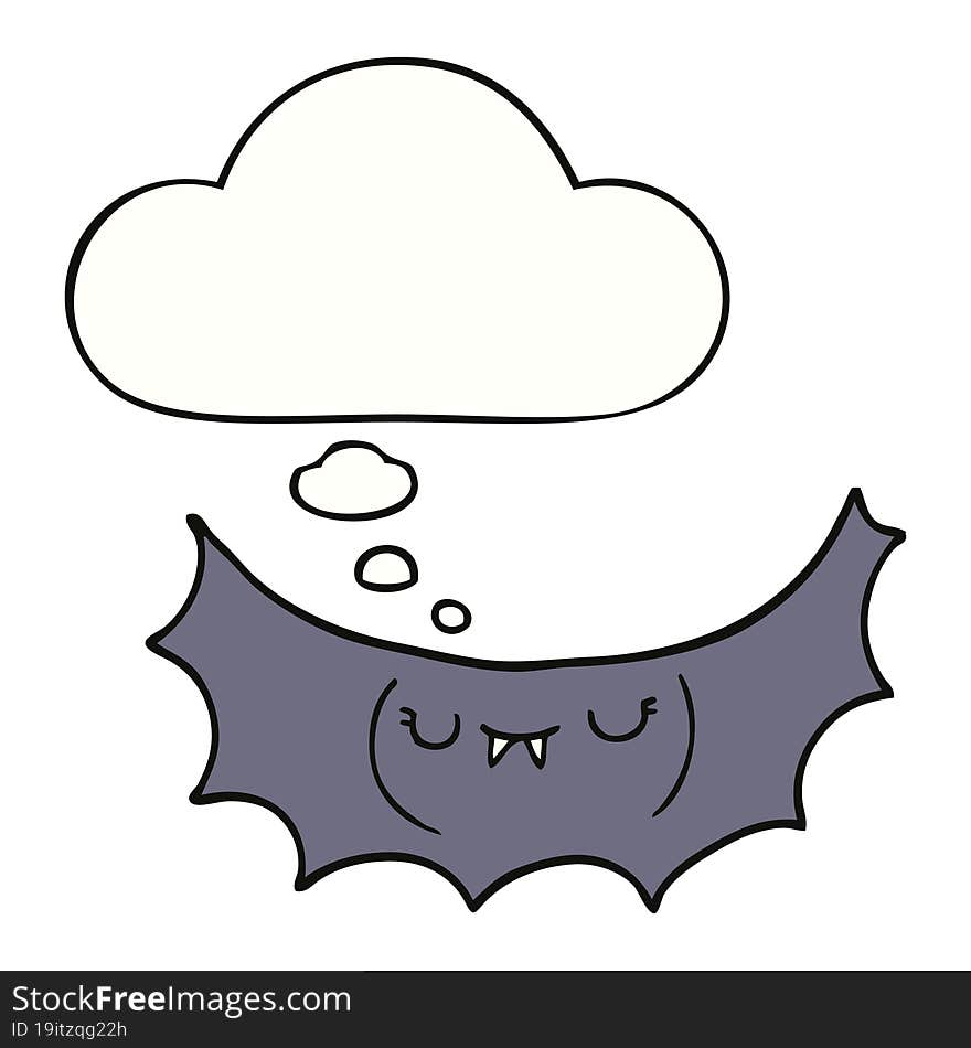 cartoon vampire bat and thought bubble