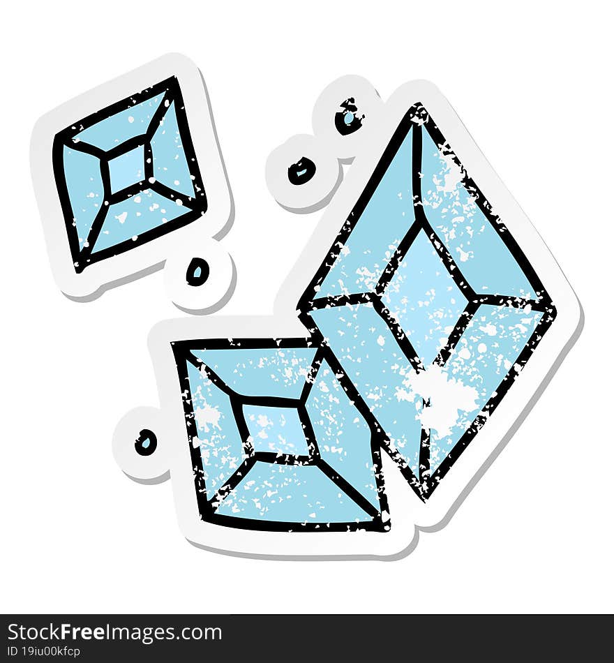 distressed sticker cartoon doodle of some diamonds