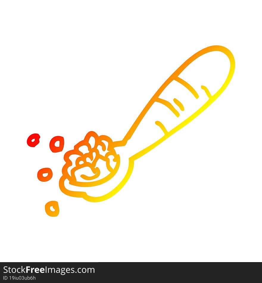 warm gradient line drawing cartoon spoon of cereal