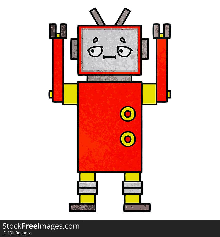 retro grunge texture cartoon of a robot