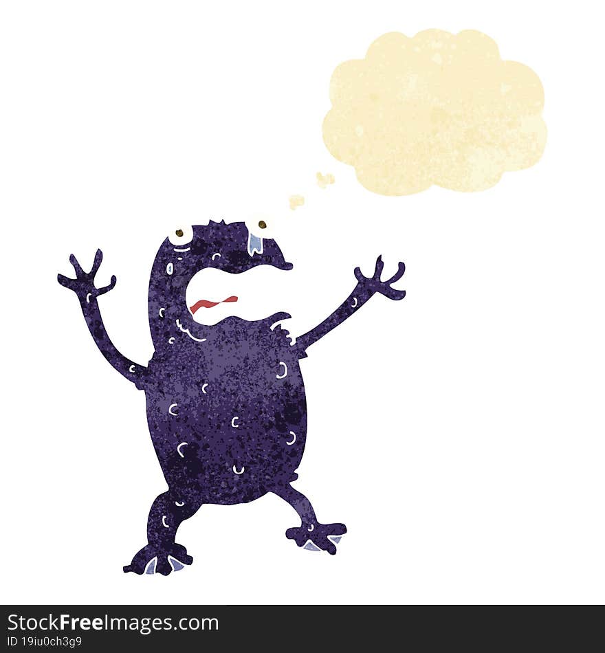 cartoon poisonous frog with thought bubble